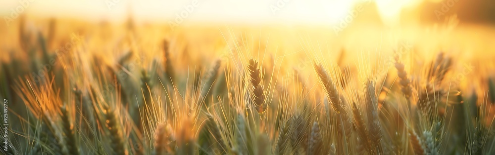 Beautiful Wheat Field at Sunset. Nature Sunset. Beautiful Wheat Field at Sunset. Nature Sunset.