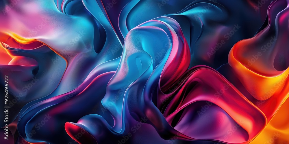 Obraz premium Vibrant Abstract Waves in Orange and Turquoise created by ai