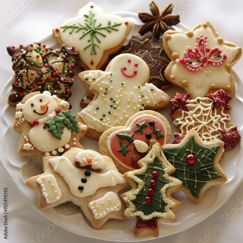 Variety of Christmas cookies. Generative ai.