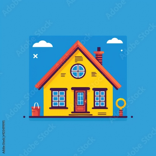 Vector illustration of a house with screw icon. Generative ai.