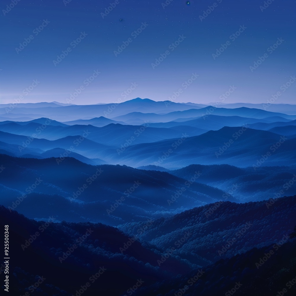 Obraz premium Blue Appalachian mountains with a clear night sky.