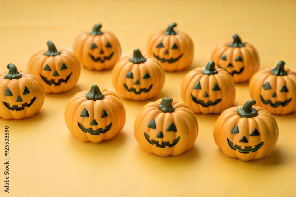 Halloween pumpkin candy on a yellow background Halloween pumpkin candy on a yellow background