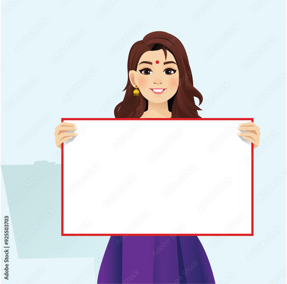 Indian Girl wearing Indian dress in different offer, whiteboard Vector