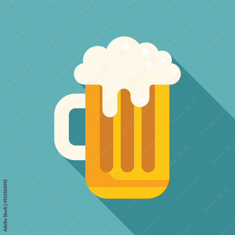Big mug overflowing with beer is foaming on a blue background Big mug overflowing with beer is foaming on a blue background