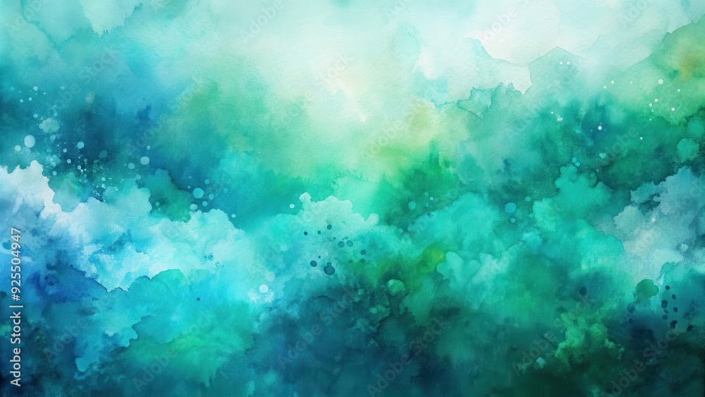 Fototapeta premium Abstract watercolor background with shades of teal, blue, and green , watercolor, abstract, paint, background, teal