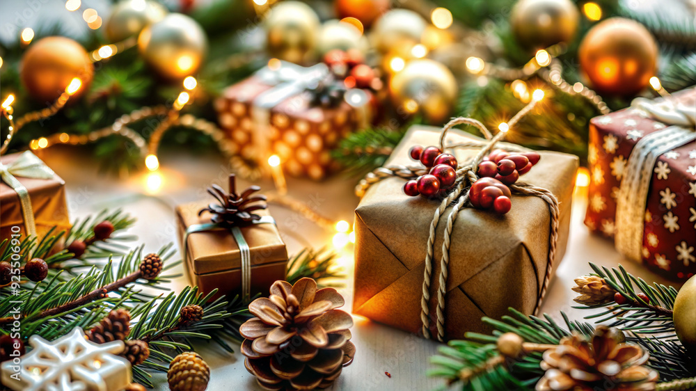 Christmas background. Festive decoration on the wooden background. New Year concept. Christmas background. Festive decoration on the wooden background. New Year concept.