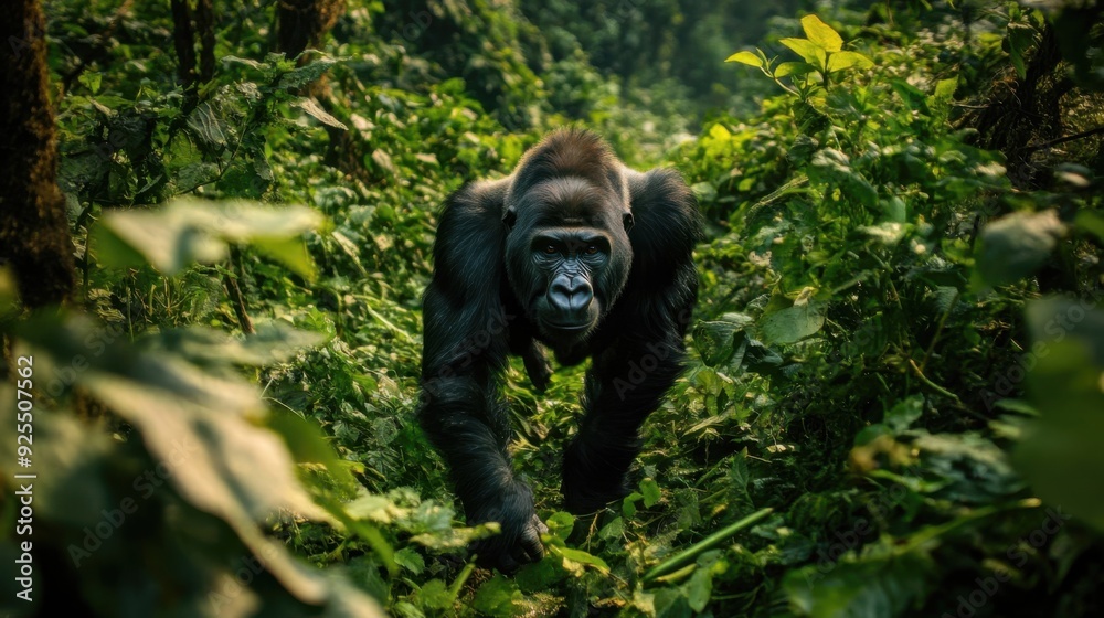Obraz premium Majestic Gorilla in Lush Jungle