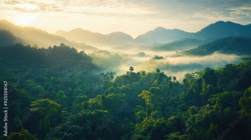 Misty Tropical Mountain Landscape