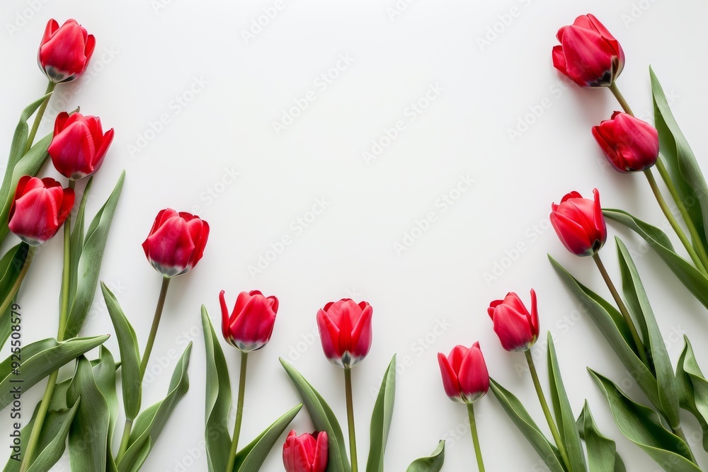 tulip flowers, white background, copy space tulip flowers, white background, copy space