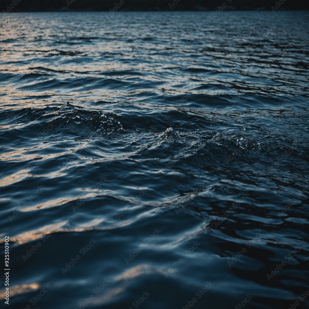 The ocean's waves shimmer in the early morning light, casting a serene and peaceful glow on the shoreline The ocean's waves shimmer in the early morning light, casting a serene and peaceful glow on the shoreline