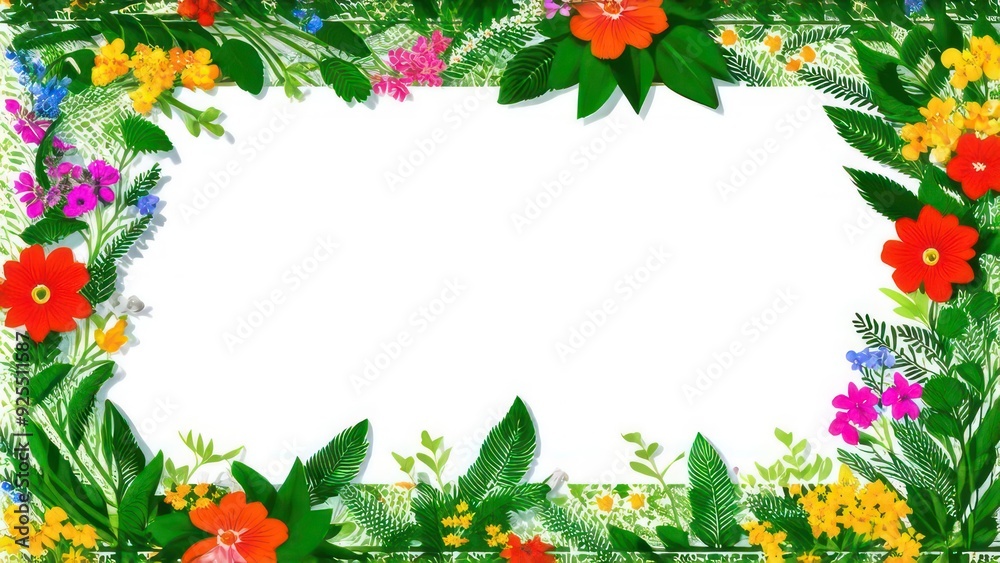 frame made from beautiful flowers with free place for text on a light background frame made from beautiful flowers with free place for text on a light background
