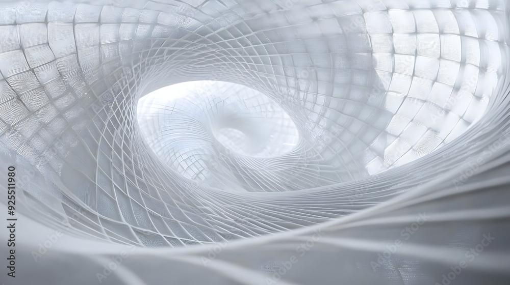 Naklejka premium Abstract white geometric structure with a spiral pattern.