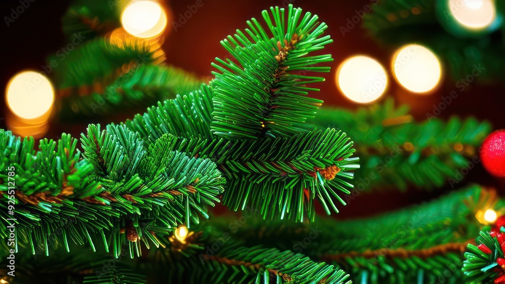 christmas fir branches with christmas toys with bokeh christmas fir branches with christmas toys with bokeh