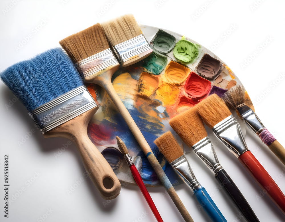 Fototapeta premium brushes and palette