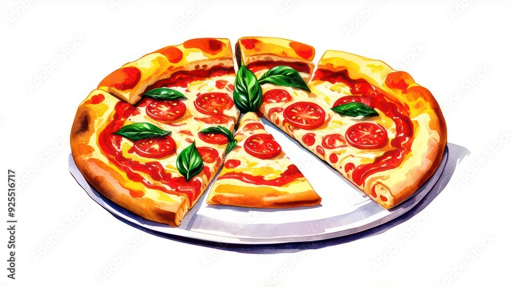 illustration of cut pizza on white background illustration of cut pizza on white background