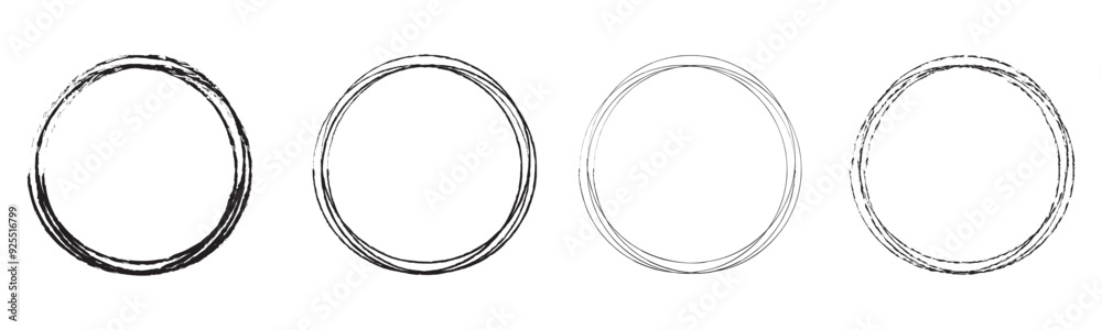 Hand drawn circle line sketch set isolated on white background. Vector circular scribble doodle round circles for message and for note mark . Vector illustration Hand drawn circle line sketch set isolated on white background. Vector circular scribble doodle round circles for message and for note mark . Vector illustration