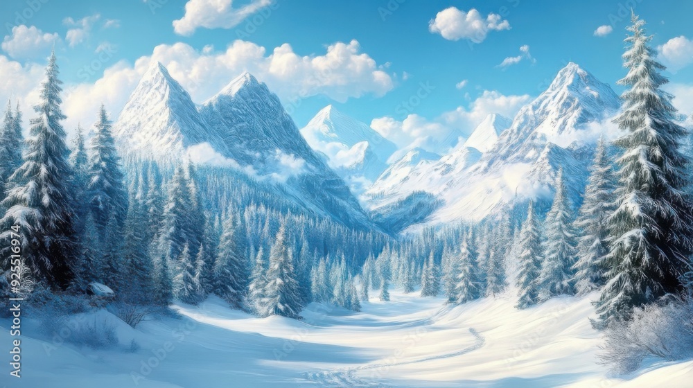 Obraz premium Snowy Mountain Landscape