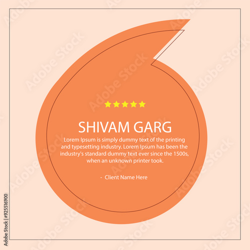 Orange Minimalist Testimonial Quote Bubble with Star Rating