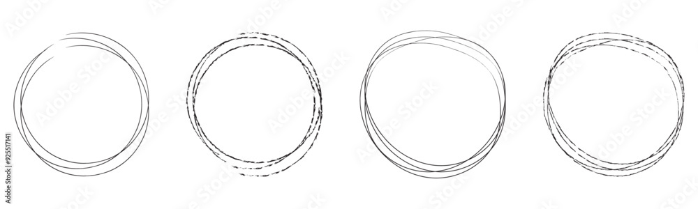 Hand drawn circle line sketch set isolated on white background. Vector circular scribble doodle round circles for message and for note mark . Vector illustration Hand drawn circle line sketch set isolated on white background. Vector circular scribble doodle round circles for message and for note mark . Vector illustration