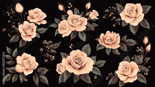 Wallpaper Mural Roses and floral arrangements on a dark background Torontodigital.ca