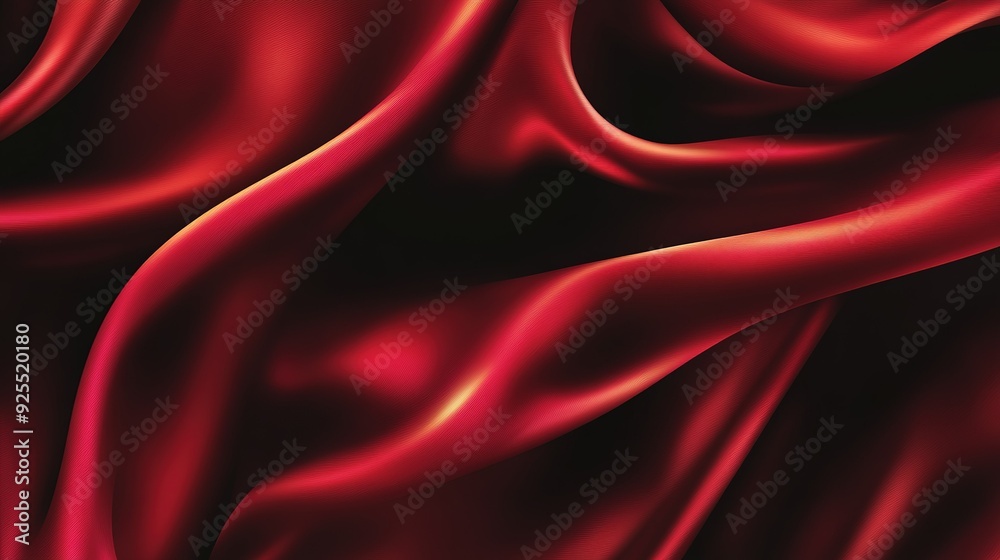 Obraz premium Smooth red silk fabric draped elegantly, showcasing rich texture and deep color under soft lighting