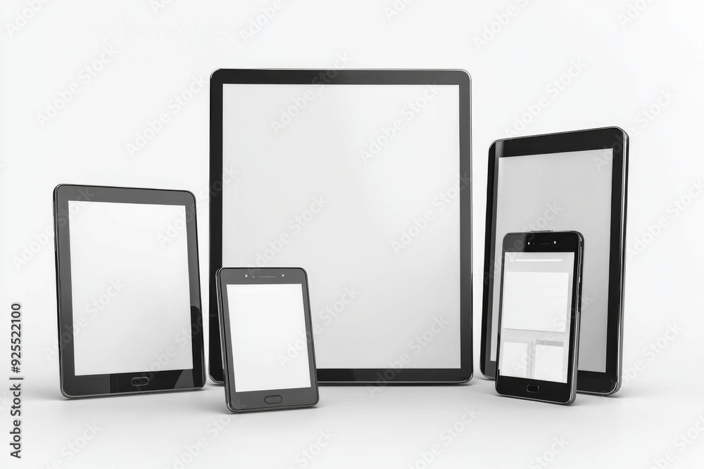 Multiple responsive screen and mobile devices mockup created with Generative AI Multiple responsive screen and mobile devices mockup created with Generative AI