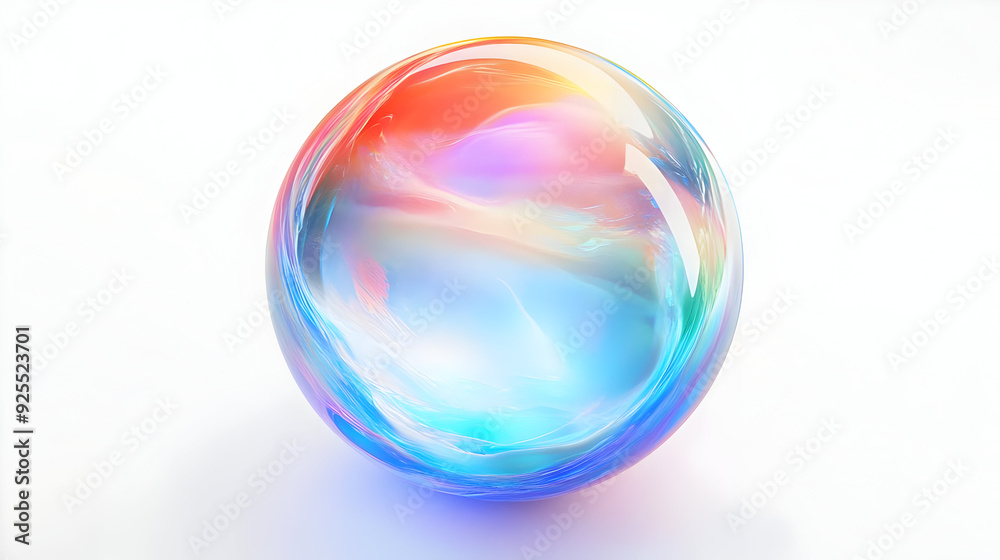 Colorful iridescent sphere on white background. Colorful iridescent sphere on white background.