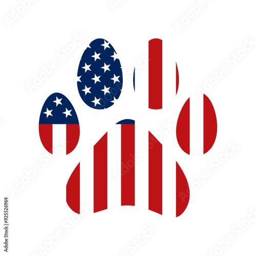 K9 dog paw print with USA flag