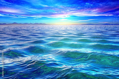 Seascape against the morning sky, background, AI Generation