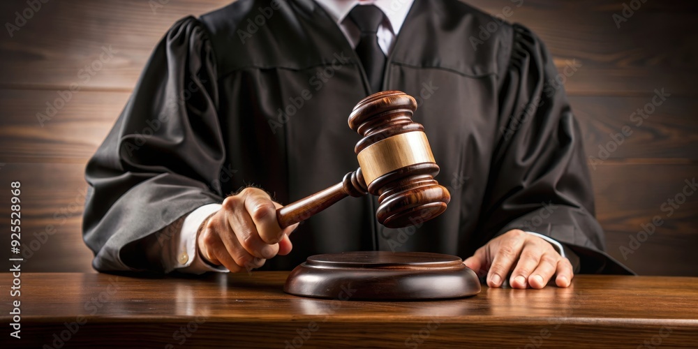 A judge holding a court gavel in a courtroom , justice, law, legal system, authority, judgment A judge holding a court gavel in a courtroom , justice, law, legal system, authority, judgment