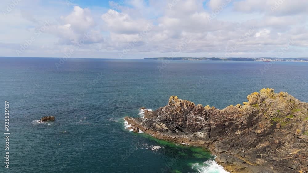 Aerial Drone View of Cudden Point, Penzance, Cornwall, England, Bird eye views on the Landscape and the Coast Aerial Drone View of Cudden Point, Penzance, Cornwall, England, Bird eye views on the Landscape and the Coast