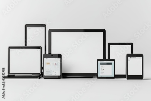 Multiple responsive screen and mobile devices mockup created with Generative AI