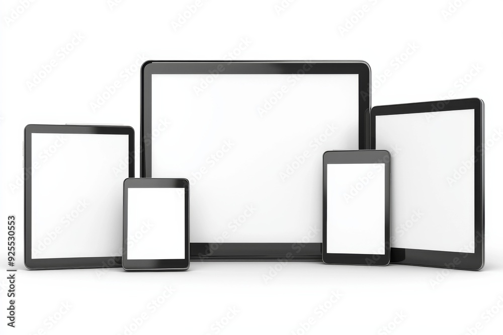 Multiple responsive screen and mobile devices mockup created with Generative AI