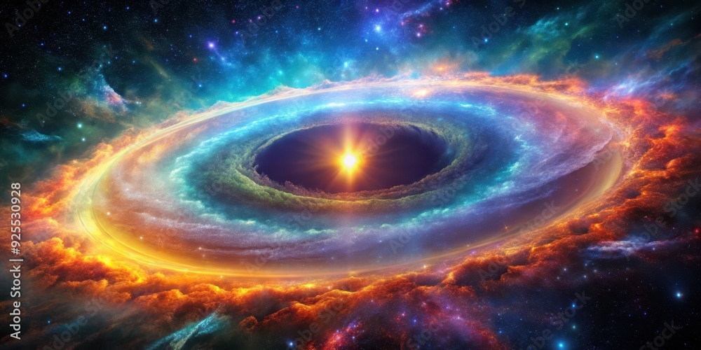 A colorful nebula with a sun-like center and wavy ring , space, galaxy, universe, celestial, cosmic, astrology, astronomy, nebula A colorful nebula with a sun-like center and wavy ring , space, galaxy, universe, celestial, cosmic, astrology, astronomy, nebula