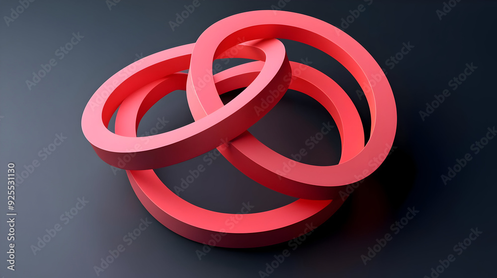 Three interlocking red rings on a dark background, creating a modern abstract design. Three interlocking red rings on a dark background, creating a modern abstract design.