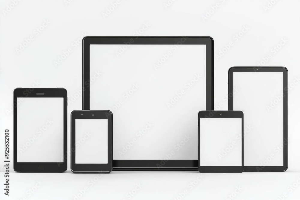 Multiple responsive screen and mobile devices mockup created with Generative AI Multiple responsive screen and mobile devices mockup created with Generative AI