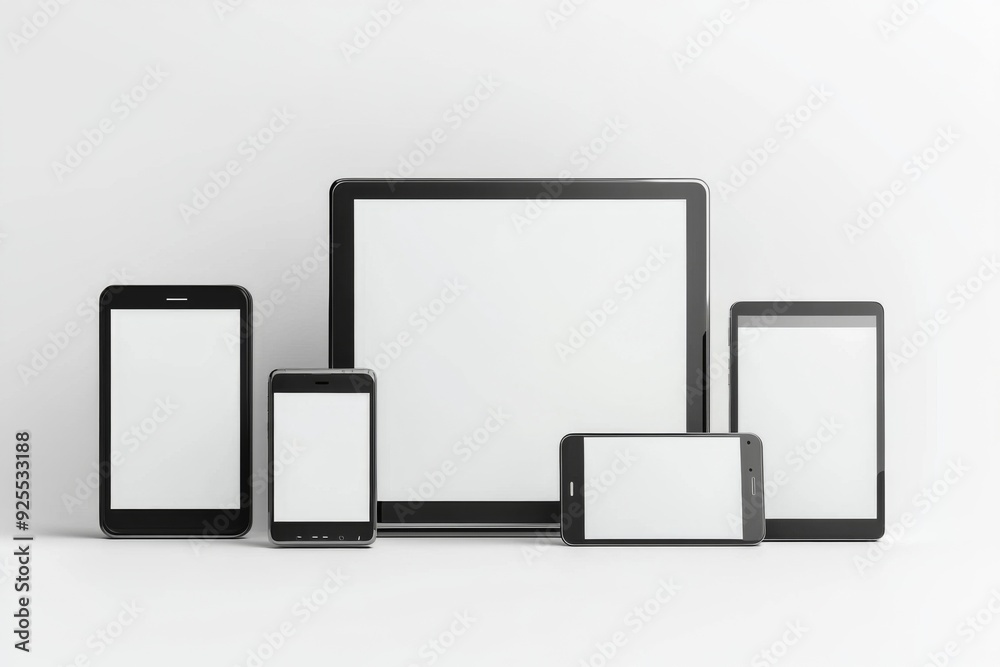 Multiple responsive screen and mobile devices mockup created with Generative AI Multiple responsive screen and mobile devices mockup created with Generative AI