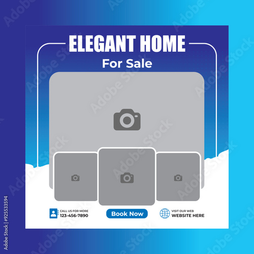 Real estate house property social media Post template, Creative Post Design, Home Sale Post Design, Elegant Home for sale post