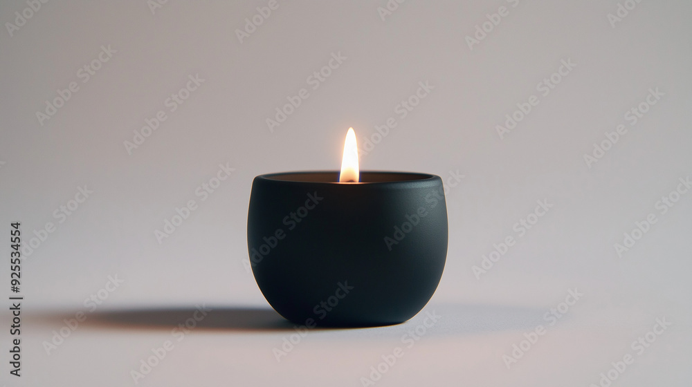 black candle isolated on white background, minimalist design