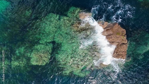 Aerial Drone View of Cudden Point, Penzance, Cornwall, England, Bird eye views on the Landscape and the Coast photo