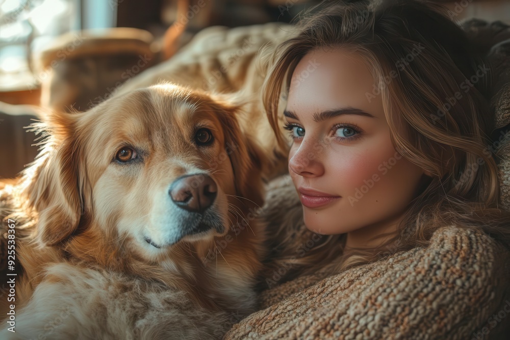 cozy living room bathed in warm light joyful owner and playful dog engaged in heartwarming interaction soft textures and warm color palette cozy living room bathed in warm light joyful owner and playful dog engaged in heartwarming interaction soft textures and warm color palette