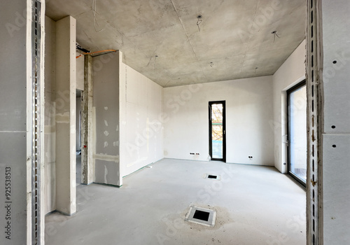 interior construction building site and electrical installation