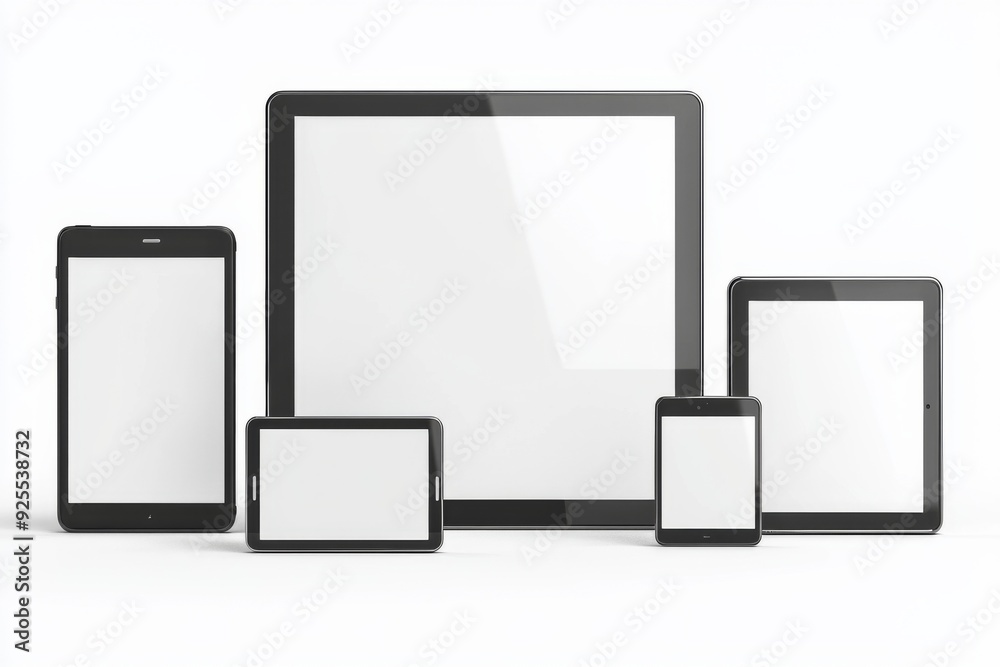 Multiple responsive screen and mobile devices mockup created with Generative AI Multiple responsive screen and mobile devices mockup created with Generative AI