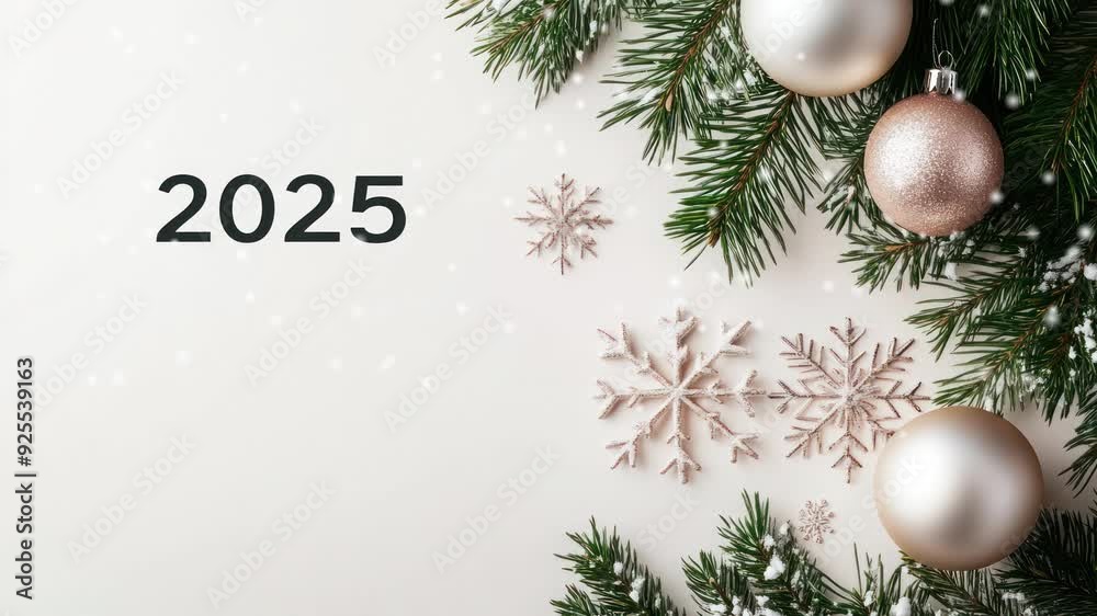 Animated Mimalistic New Year postcard featuring 2025 with copy space simple design subtle touch of New Year decoration Animated Mimalistic New Year postcard featuring 2025 with copy space simple design subtle touch of New Year decoration