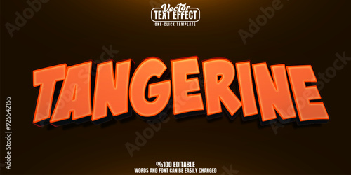 Tangerine editable text effect, customizable orange and fruit 3d font style