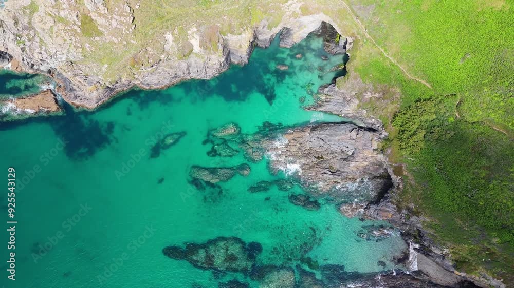 Aerial Drone View of Cudden Point, Penzance, Cornwall, England, Bird eye views on the Landscape and the Coast Aerial Drone View of Cudden Point, Penzance, Cornwall, England, Bird eye views on the Landscape and the Coast
