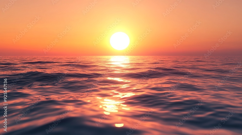 A sunset over the sea, with the sun's reflection shimmering on the water. A sunset over the sea, with the sun's reflection shimmering on the water.