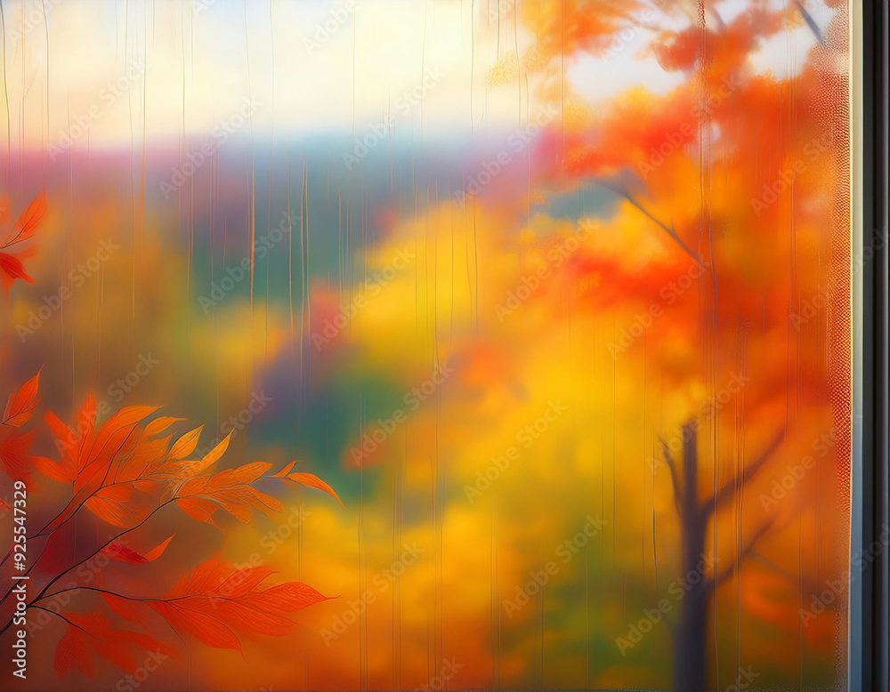 Blurred Autumn Colors Frosted Window View of Distant Foliage in Soft Focus Blurred Autumn Colors Frosted Window View of Distant Foliage in Soft Focus