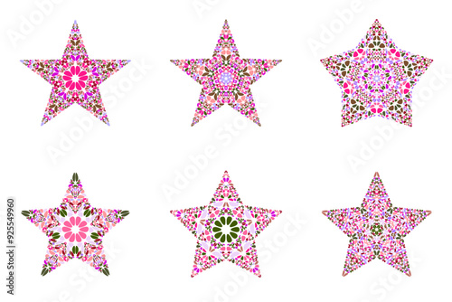Isolated gemstone ornament star polygon set -  pentagonal vector element