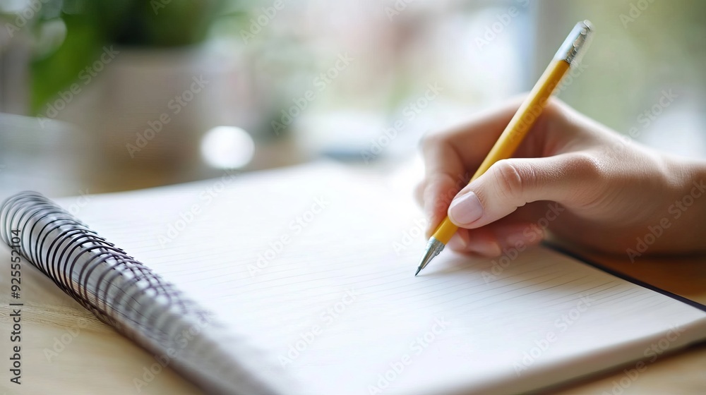 Writing on a blank notebook page with ample copy space. Writing on a blank notebook page with ample copy space.